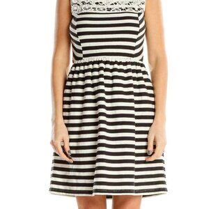 Maison Jules Striped Dress with Crochet Detail
